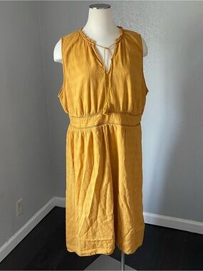 Old Navy Mustard Smocked-Neck Blouse